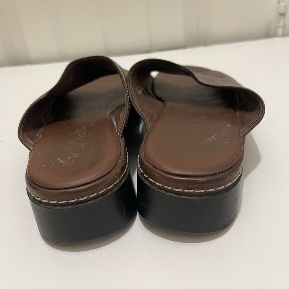 Clarks Criss Cross Brown Leather Slip On Slides Sandals Womens Size 8M VTG 2003 - Picture 7 of 13